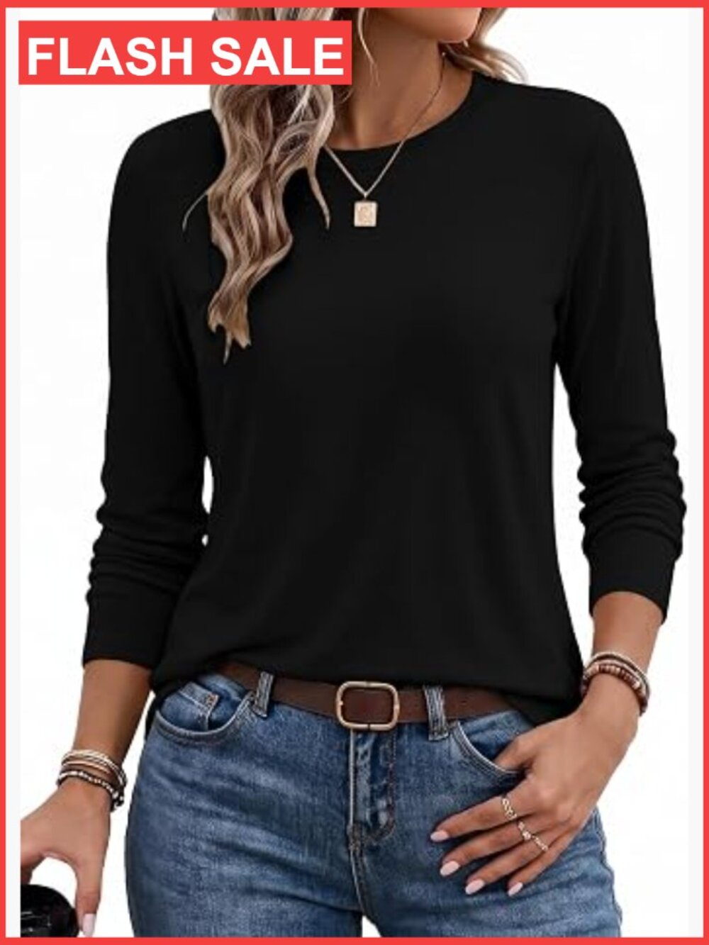 Women's Thermal Long Sleeve Tee Crew Neck Basic Undershirt Stretchable Soft